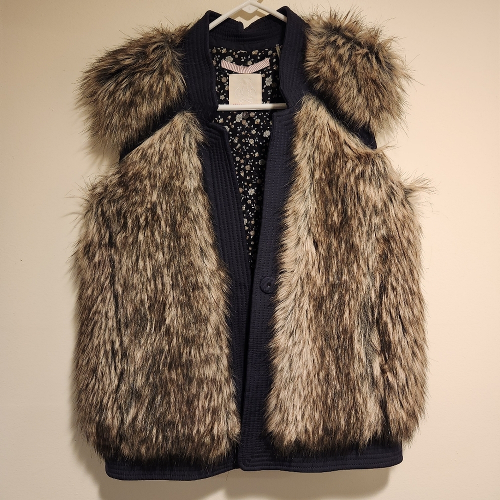 Rebecca Taylor Silk Lining Faux Fur Vest Size M - Picture 3 of 7